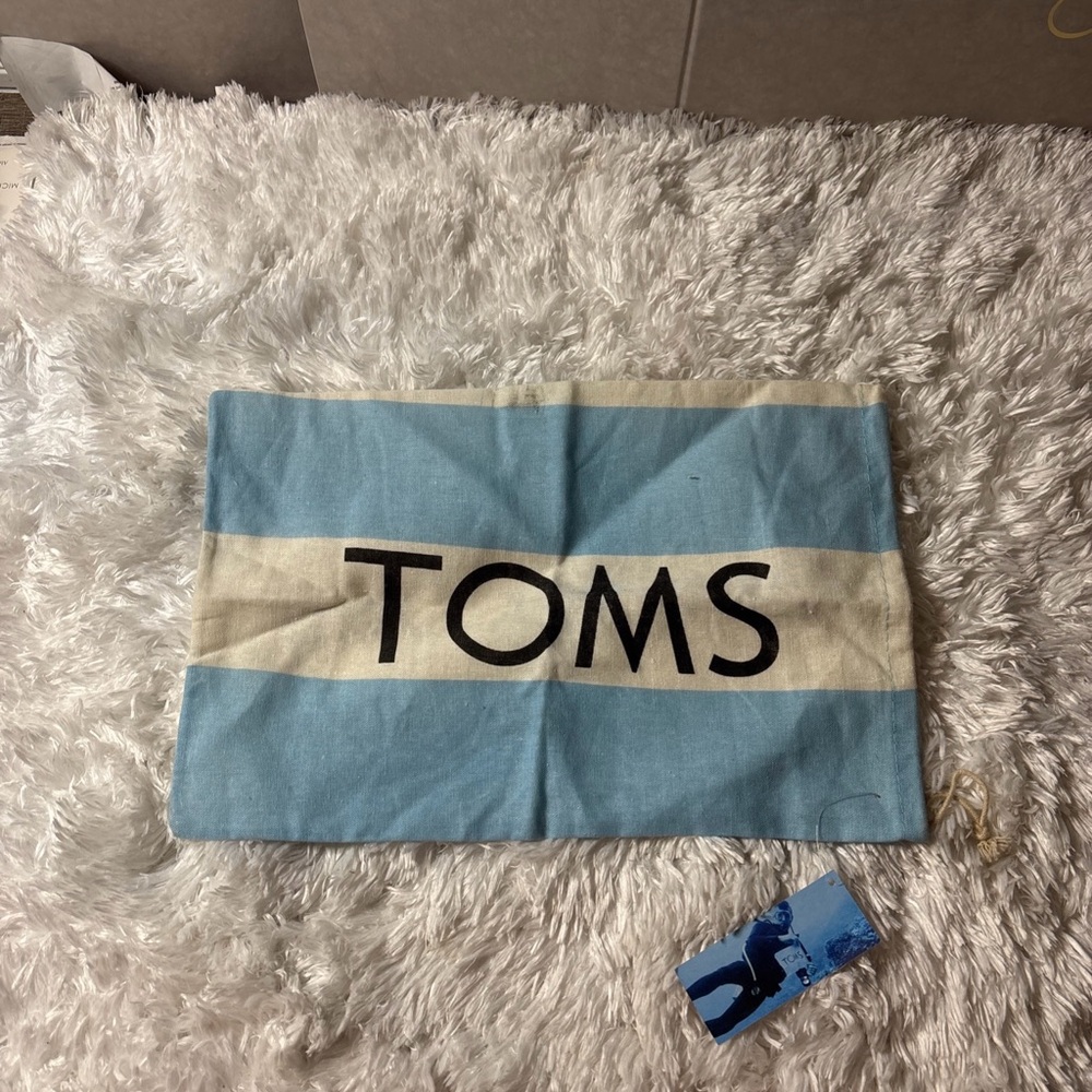 TOMS Cream and Blue Fabric Pouch